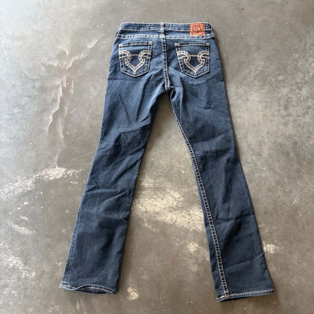 Big Star Sweet Bootcut Jeans Dark Wash Embroidered Pockets 30L